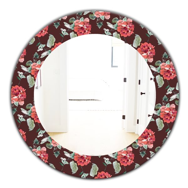 Designart 24-in x 24-in Obsidian Bloom 2 Traditional Mirror