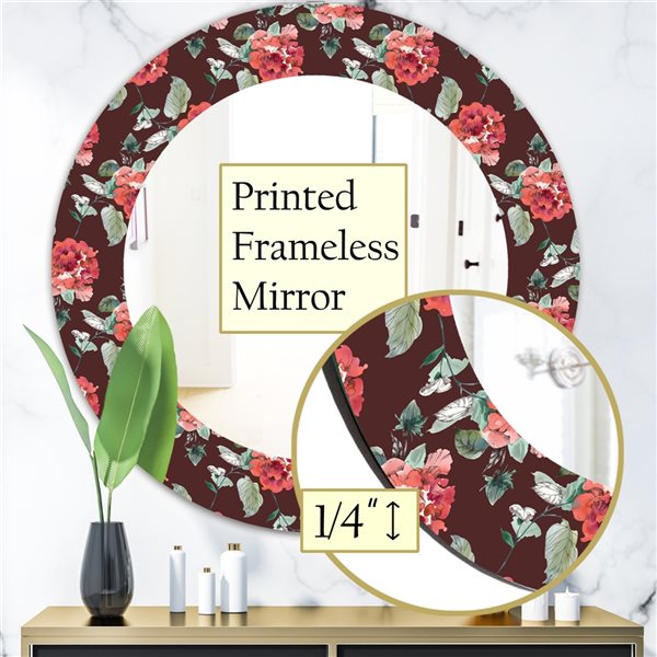 Designart 24-in x 24-in Obsidian Bloom 2 Traditional Mirror