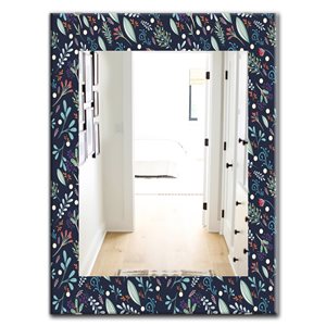 Designart 35.4-in x 23.6-in Obsidian Bloom 9 Modern Rectangular Mirror