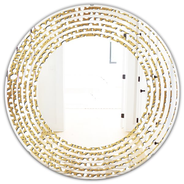 Designart 24-in x 24-in Round Golden Maze Modern Wall Mirror MIR24614 ...