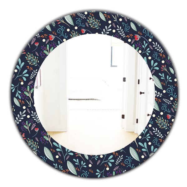 Designart 24-in x 24-in Obsidian Bloom 9 Modern Mirror