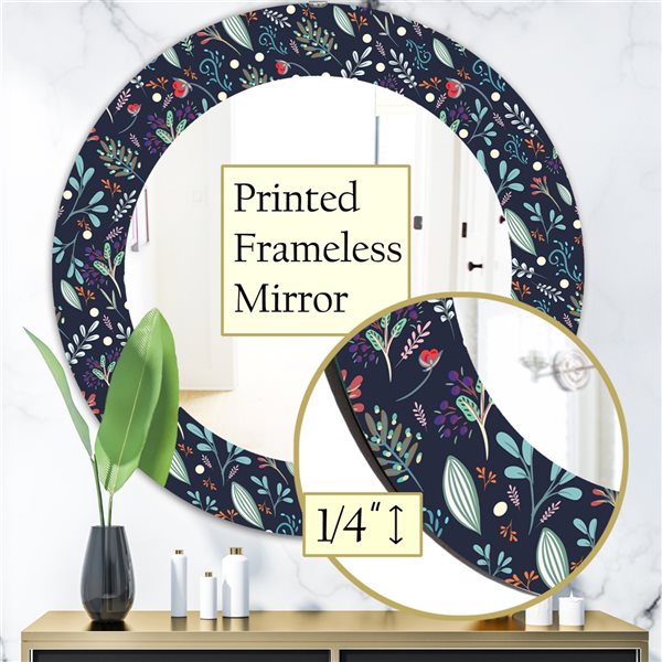 Designart 24-in x 24-in Obsidian Bloom 9 Modern Mirror