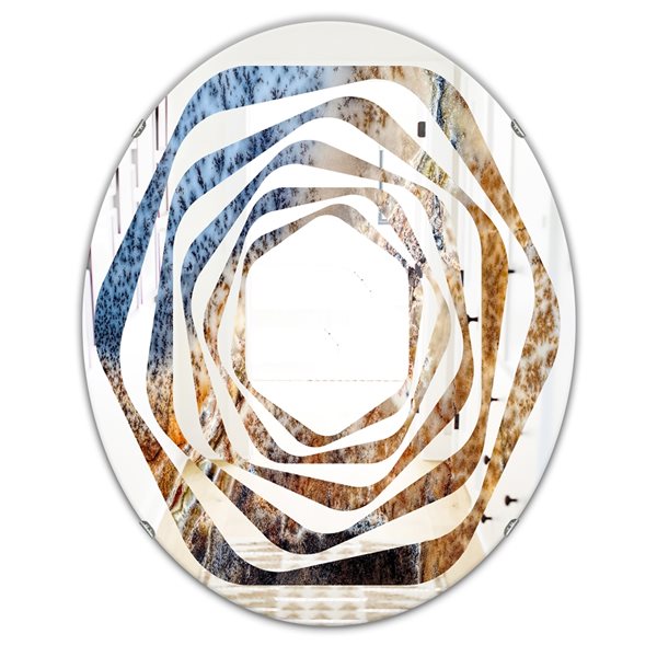 Designart China Moss Agate 31.5-in x 23.7-in Modern Oval Wall Mirror | RONA