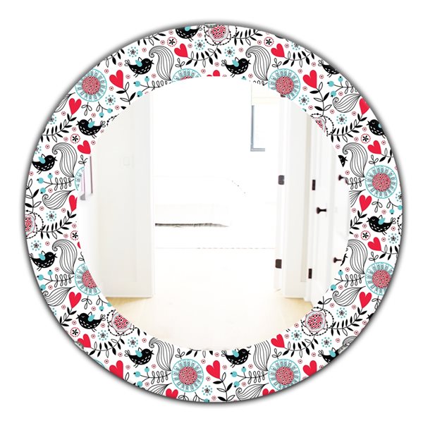 Designart 24-in x 24-in Romantic Floral Pattern Modern Mirror MIR18721 ...