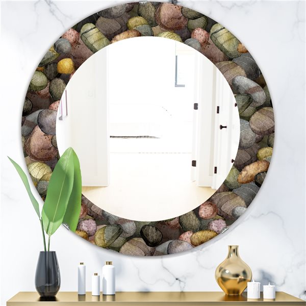 Designart 24-in x 24-in Sea and Shore Stones Traditional Mirror