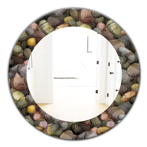Designart 24-in x 24-in Sea and Shore Stones Traditional Mirror