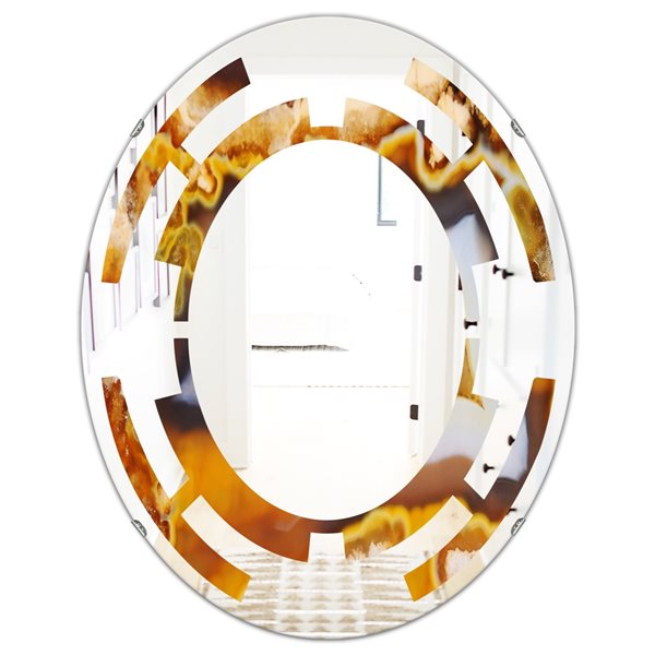 Designart 23.7-in x 31.5-in Natural brown agate Modern Oval Wall Mirror