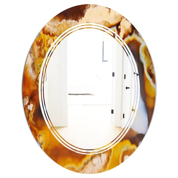 Designart 23.7-in x 31.5-in Natural brown agate Oval Wall Mirror | RONA