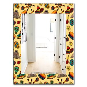 Designart 35.4-in x 23.6-in Pattern With Mexican Symbols Bohemian and Eclectic Rectangular Mirror