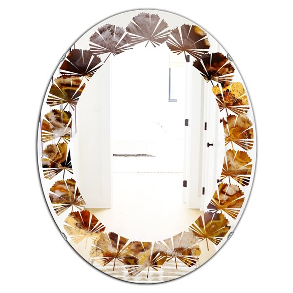 Designart 31.5-in x 23.7-in Sand Close Up Oval Wall Mirror