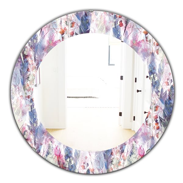 Designart 24-in x 24-in Feathers 2 Bohemian and Eclectic Mirror ...