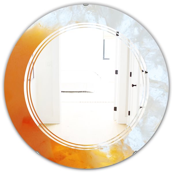 Designart True Yellow Stone 24-in x 24-in Modern Round Wall Mirror ...