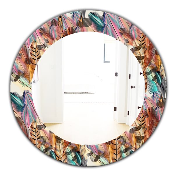 Designart 24-in x 24-in Feathers 11 Bohemian and Eclectic Mirror ...