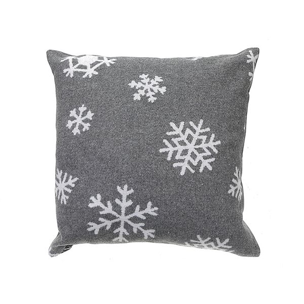 Coussin gris en laine peignée d'IH Casa Decor, flocons de neige, ens. de 2