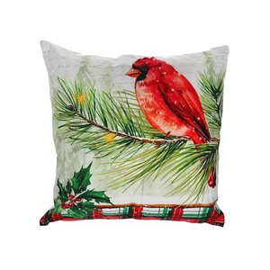 IH Casa Decor Cardinal on Branch LED Velvet Cushion - Set of 2