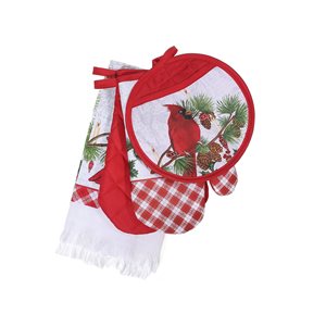 Ensemble d'accessoires de cuisine d'IH Casa Decor, imprimé cardinal rouge, 4 morceaux
