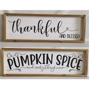 iH casadécor 8.3-in Thankful and Pumpkin Spice Christmas Wall Art - Set of 2