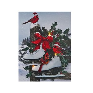 Décoration murale de Noël de 12 po avec lumière DEL par IH Casa Decor, paire de patins à glace