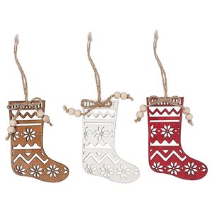 IH Casa Decor Wood Stocking Christmas Ornaments - 12-Pack