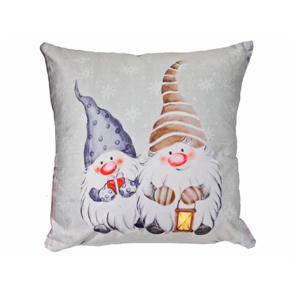 IH Casa Decor Double Gnome LED Velvet Cushion - Set of 2