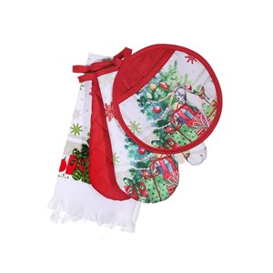 IH Casa Decor Christmas Tree Print Kitchen Accessory Set - 4-Piece