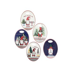 IH Casa Decor Christmas Gnomes Ceramic Oval Trivet - 6-Pack