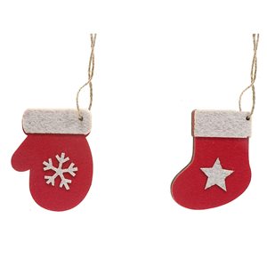 IH Casa Decor Wood Mitt and Stocking Christmas Ornaments - 12-Pack