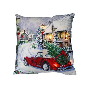 IH Casa Decor Snowy Drive LED Velvet Cushion - Set of 2