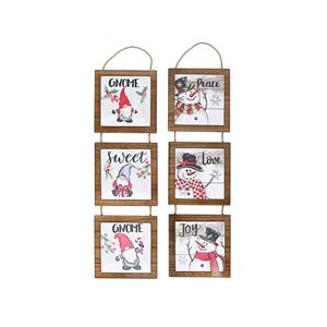 Décoration murale de Noël de 19,5 po par IH Casa Decor, gnome et bonhomme de neige