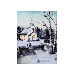 IH Casa Decor 12-in Snowy Church LED Christmas Wall Art