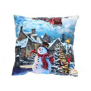 Coussin à DEL en velours d'IH Casa Decor, paysage de Noël, ens. de 2
