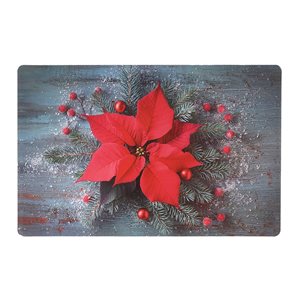 IH Casa Decor Plastic Rectangle Placemats with Poinsettia - 12-Pack