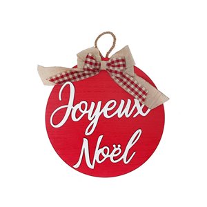 Décoration murale de Noël de 11,4 po par IH Casa Decor, ornement rouge Joyeux Noël
