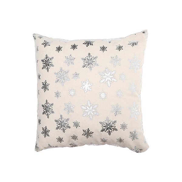 IH Casa Decor Silver Snowflakes Foil Printed Cushion - Set of 2