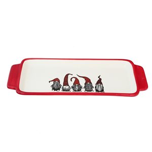 IH Casa Decor 15.4-in x 6.3-in White and Red Rectangle Serving Tray
