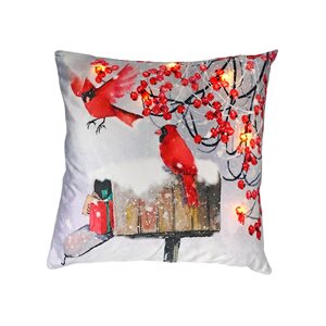 IH Casa Decor Cardinal Flying LED Velvet Cushion - Set of 2