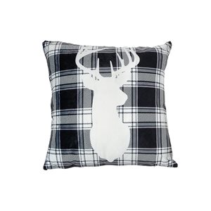 Coussin à DEL en velours carreauté noir et blanc d'IH Casa Decor, ens. de 2