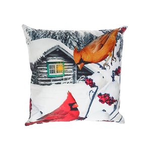 IH Casa Decor Cardinal Couple LED Velvet Cushion - Set of 2