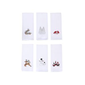 IH Casa Decor Assorted Embroidered White Waffle Kitchen Towels - Set of 6