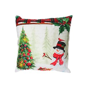 IH Casa Decor Snowman with Tree LED Velvet Cushion - Set of 2
