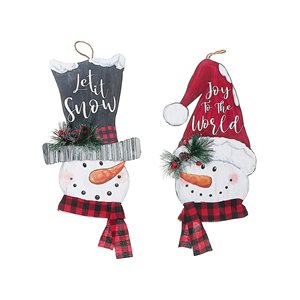 Décoration murale de Noël en bois et en métal de 13 po par IH Casa Decor, bonhomme de neige