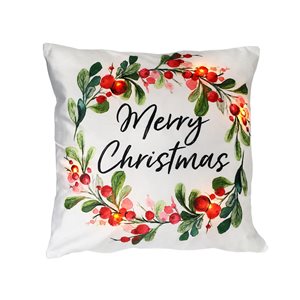 Coussin à DEL en velours d'IH Casa Decor, Merry Christmas, ens. de 2