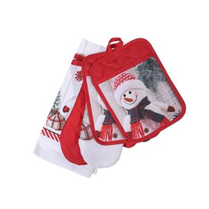 Ensemble d'accessoires de cuisine d'IH Casa Decor, imprimé bonhomme de neige, 5 morceaux