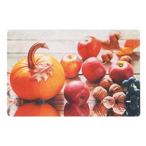 IH Casa Decor Plastic Rectangle Placemats with Pumpkins and Apples - 12-Pack