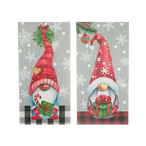 Décoration murale de Noël de 15,75 po par IH Casa Decor, gnome avec des cadeaux