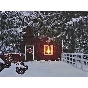 Décoration murale de Noël de 12 po avec lumière DEL par IH Casa Decor, camion rouge