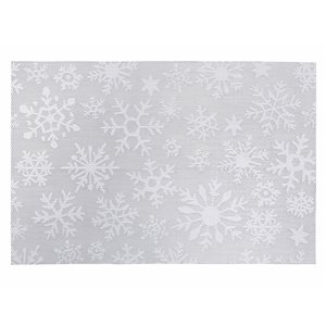 IH Casa Decor Silver Snowflake on White Vinyl Rectangle Placemats - 12-Pack