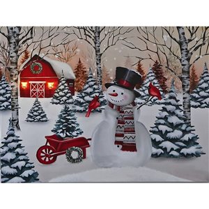 Décoration murale de Noël de 12 po avec lumière DEL par IH Casa Decor, grange rouge