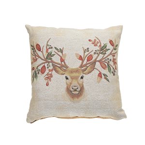 Coussin beige avec visage de renne d'IH Casa Decor, ens. de 2