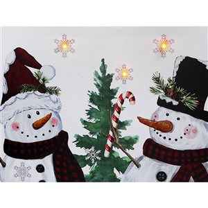 Décoration murale de Noël de 12 po avec lumière DEL par IH Casa Decor, deux bonhommes de neige